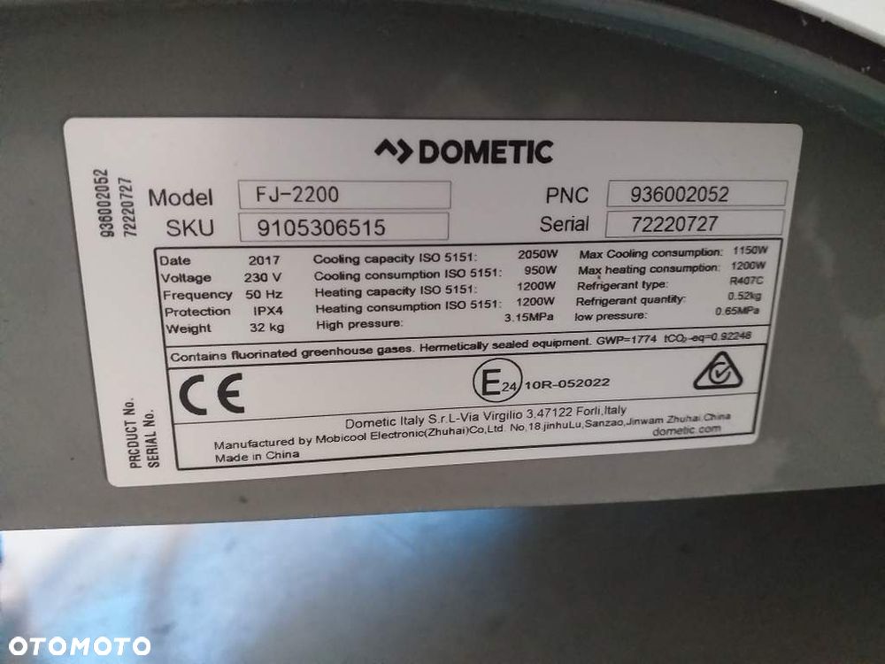 Klimatyzacja DOMETIC FJ-2200 dachowa postojowa - 5