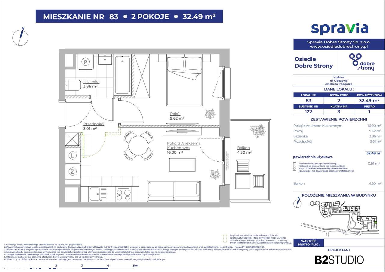 2-pokojowe mieszkanie 32m2 + balkon Bez Prowizji - Pełny obrazek: 2/7