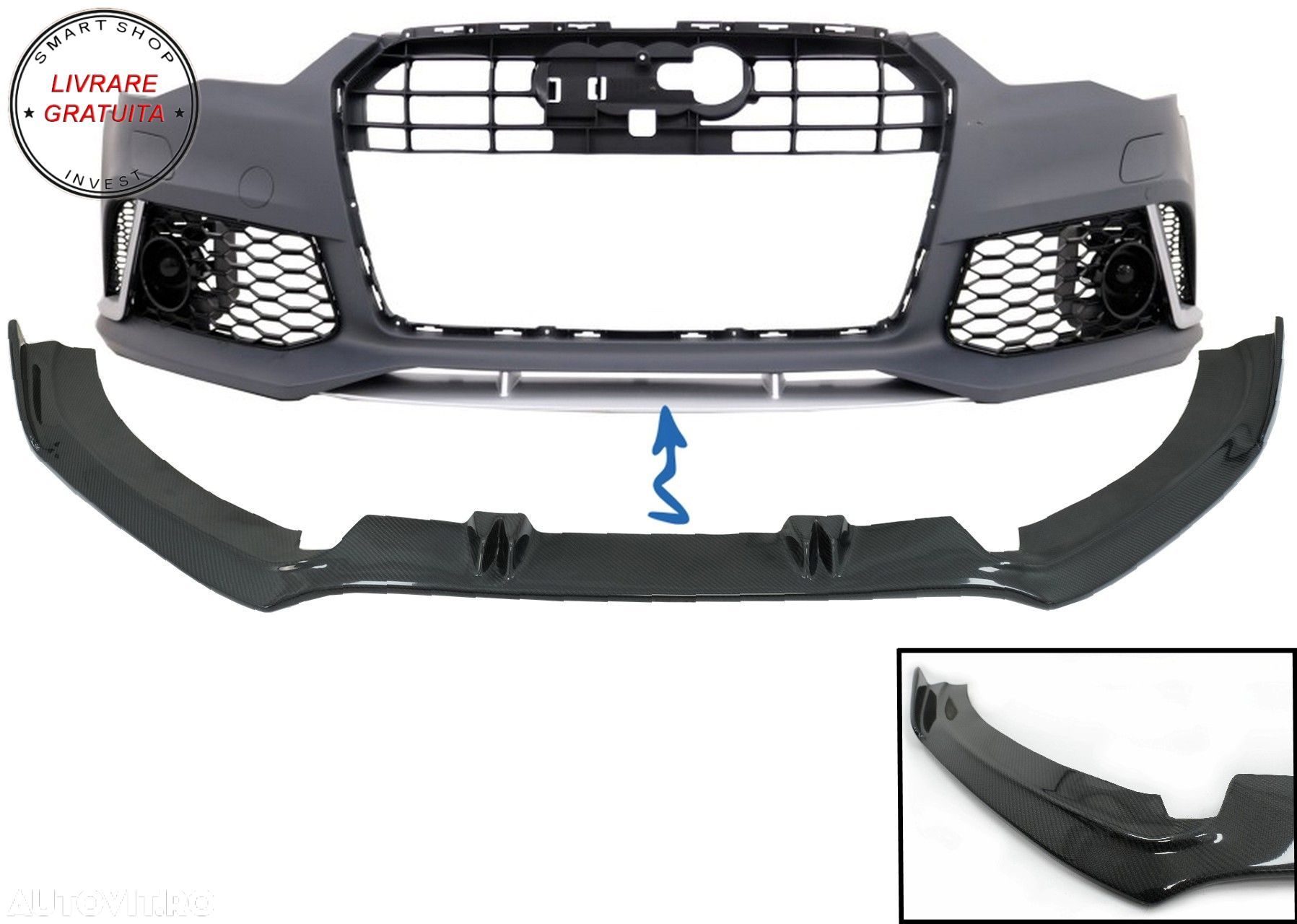 Prelungire Bara Fata Audi A6 C7 4G RS6 (2011-2018) Carbon- livrare gratuita - 1