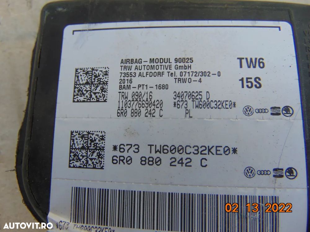 Airbag Scaun VW Polo 6R 2G 2010-2018 2018-prezent airbag scaune fata stanga dreapta polo 6r 2g - 3