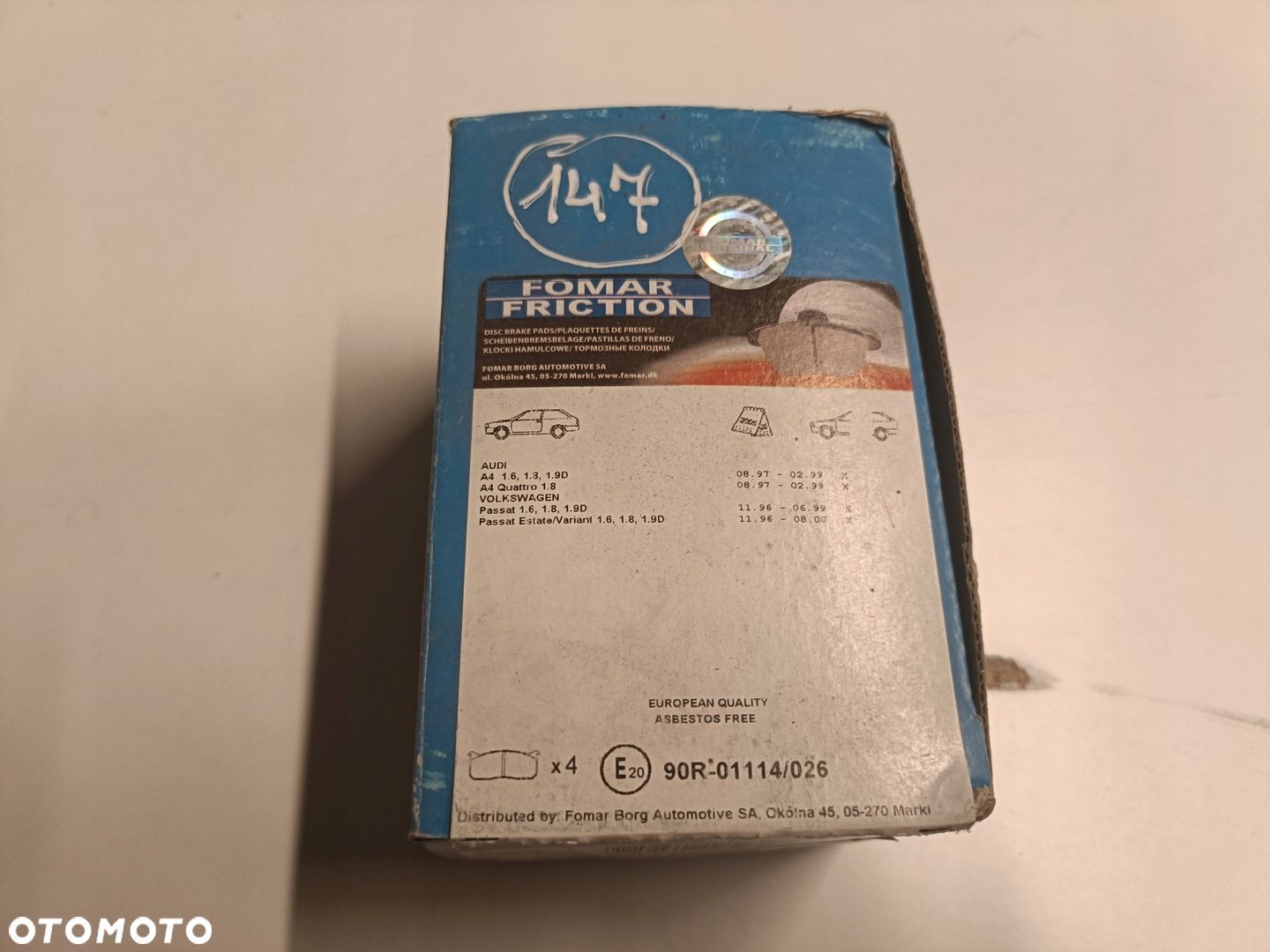 Audi A4 B5 VW Passat B5 PRZEDNIE KLOCKI HAMULCOWE przód 647681 - 1