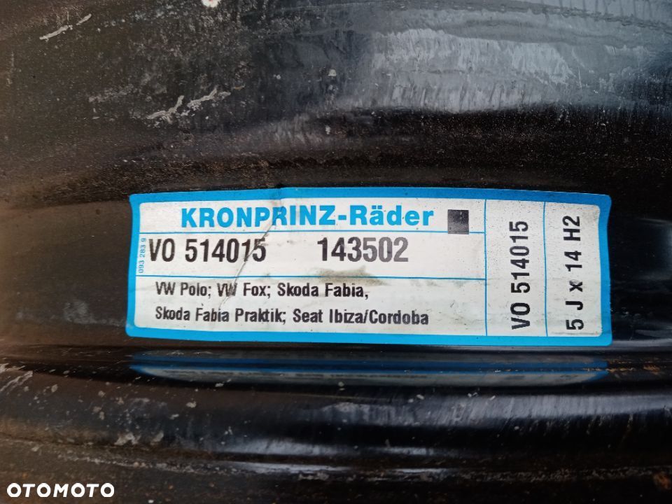 3X Felga stalowa Kronprinz POLO 6R FABIA I II IBIZA 5.0" x 14" 5x100 ET 35 - 3