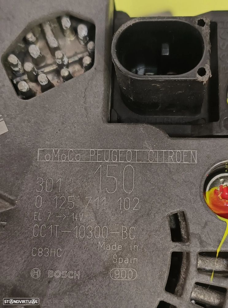 Alternador Ford Transit 2.2 TDCI de 2014, ref: 0125711012, CC1T-10300-BC. - 2