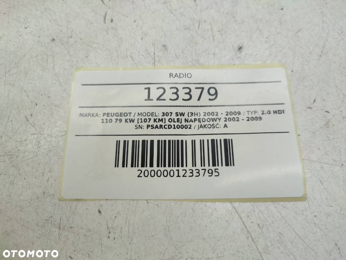 RADIO ODTWARZACZ CD PEUGEOT 307 I SW 96514684XT - 6