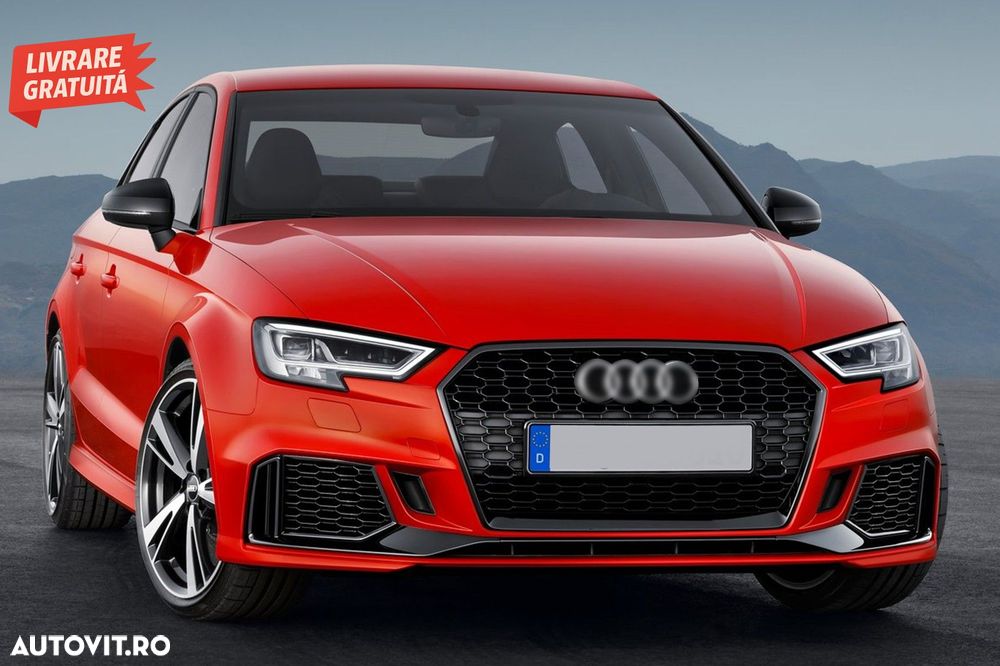 Bara Fata Audi A3 8V Facelift Sedan Cabrio (2016-2019) RS3 Design Negru Lucios- livrare gratuita - 8