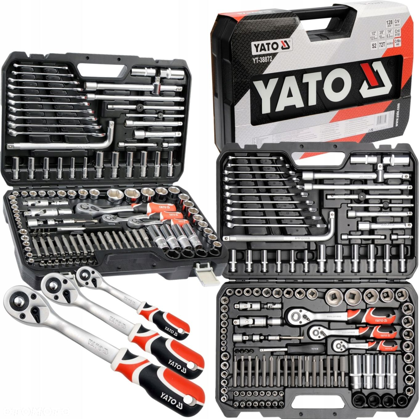 YATO ZESTAW 1/2" 1/4" 3/8" KLUCZE NASADOWE PŁASKIE BITY TORX NASADKI 128el - 11