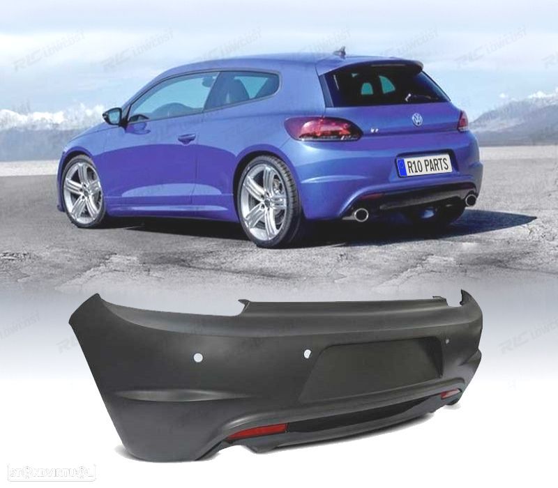 PARA-CHOQUES TRASEIRO VOLKSWAGEN VW SCIROCCO 08-14 LOOK R COM PDC DIFUSOR DUPLA SAIDA - 1