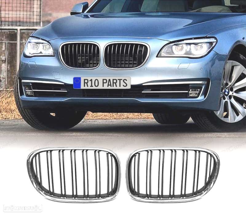 GRELHA FRONTAL BMW SERIE 7 F01 09-15 LOOK M CROMADO - 1