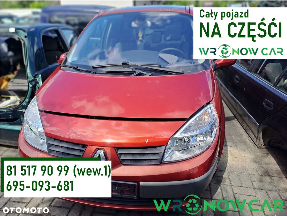 Megane Scenic II (03-06r.) 1.9 Dci 115KM. Silnik F9Q 812 Skrzynia PK6 018 lakier TEB76 – Red of Fire BC. GWARANCJA !!! Przód Tył Zestaw Komplet Drzwi Klapa Zderzak Błotnik Maska Grill Atrapa Szyba Pas Lampa Lusterko Boczki Fotel Kanapa Kokpit Deska Rozdzielcza Przełącznik Włącznik Sterownik Przewody Wiązka Instalacja Moduł Komputer Czujnik Listwa Pompa Alternator Wtryski Głowica Rozrusznik Kompresor Sprzęgło Dwumas Silnik Skrzynia ABS Klimatyzacji Paliwa Wspomagania Kolektor Turbina Przepustnica Zawór Chłodnica Koło Hak Belka Sanki Zawieszenie Mcpherson Półoś Amortyzator Wydech Tłumik Zacisk Most - 1