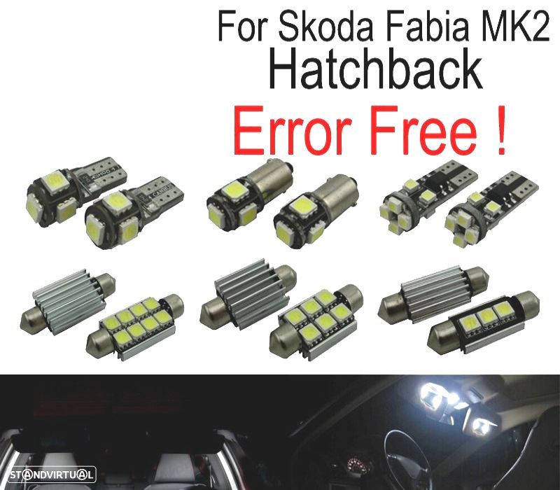 KIT COMPLETO 15 LAMPADAS LED INTERIOR PARA SKODA FABIA 2 MK2 MK II HATCHBACK 08-14 - 1
