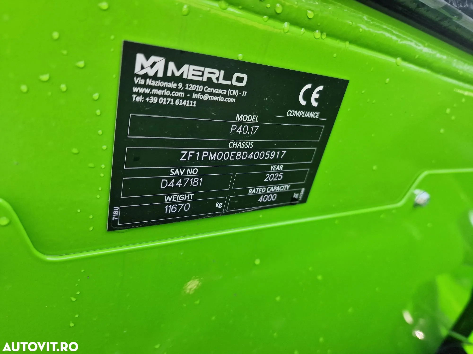 Merlo P40.17, inaltime ridicare 17m, ridica 4 tone primul tronson, Aer cond, garantie 1 an, posibilitate leasing 5 ani, produs in ITALIA, cale fata, cupa 1mc, furci PROMOTIE 103900 EUR+Tva - 13