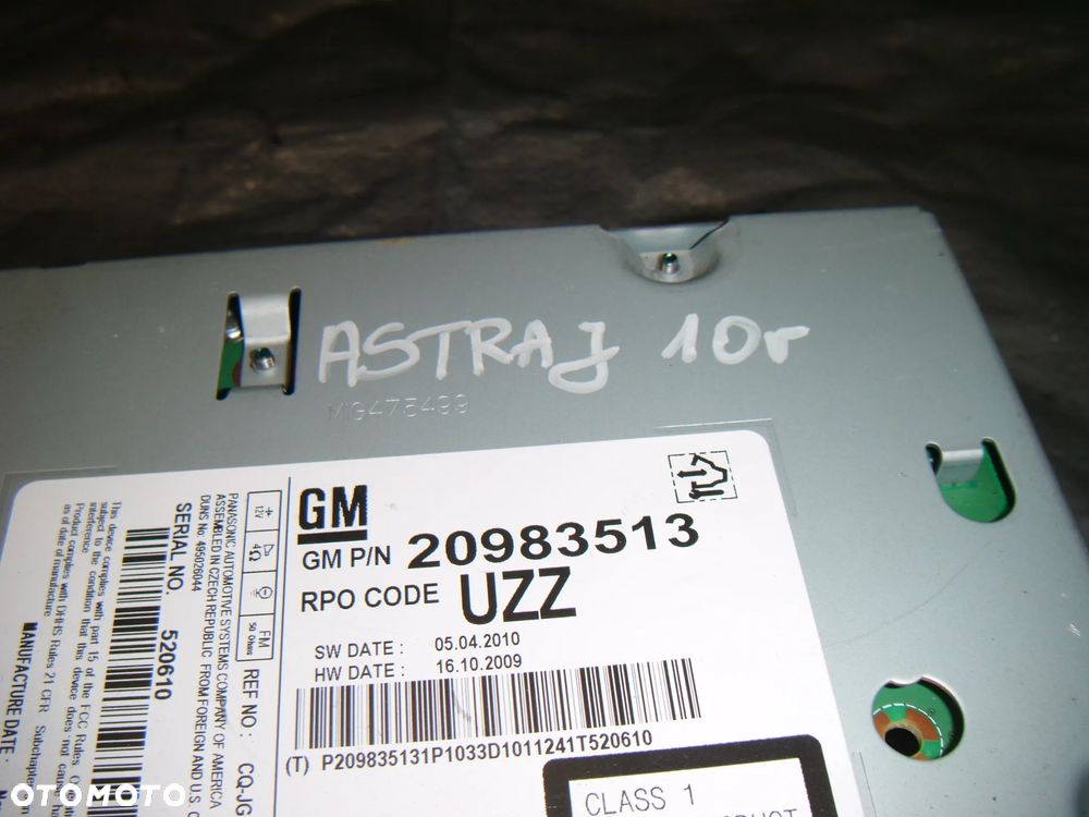 opel astra J 10r radio 20983513 - 2