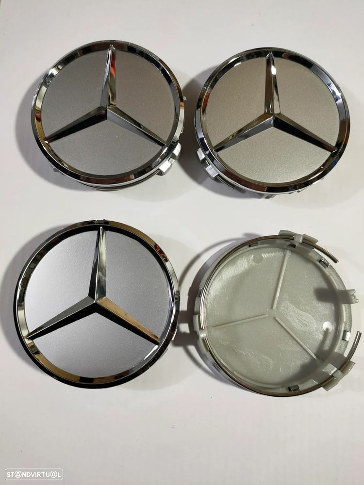 4 centros de jantes 75mm Mercedes Azul, Preto, Prateado Etc. - 2