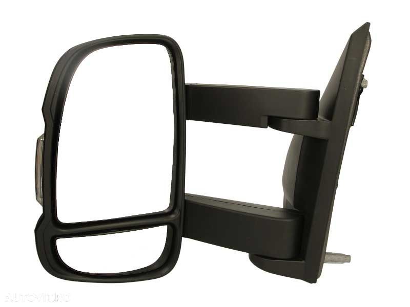 Oglinda exterioara Citroen Jumper /; Fiat Ducato /; Peugeot Boxer /; stanga, manuala, carcasa neagra, convexa, geam cromat, senzor temperatura, 2 conectori, semnalizator, ECE, brat 25 cm, 735440429, - 1