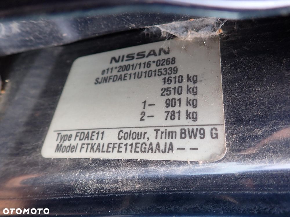 CZĘŚCI - Nissan Note E11 I 1,5 DCI 85KM K9K HB 5D 5B 5MT lakier BW9 BW9G 2006r. INDEX - 10228 - 15