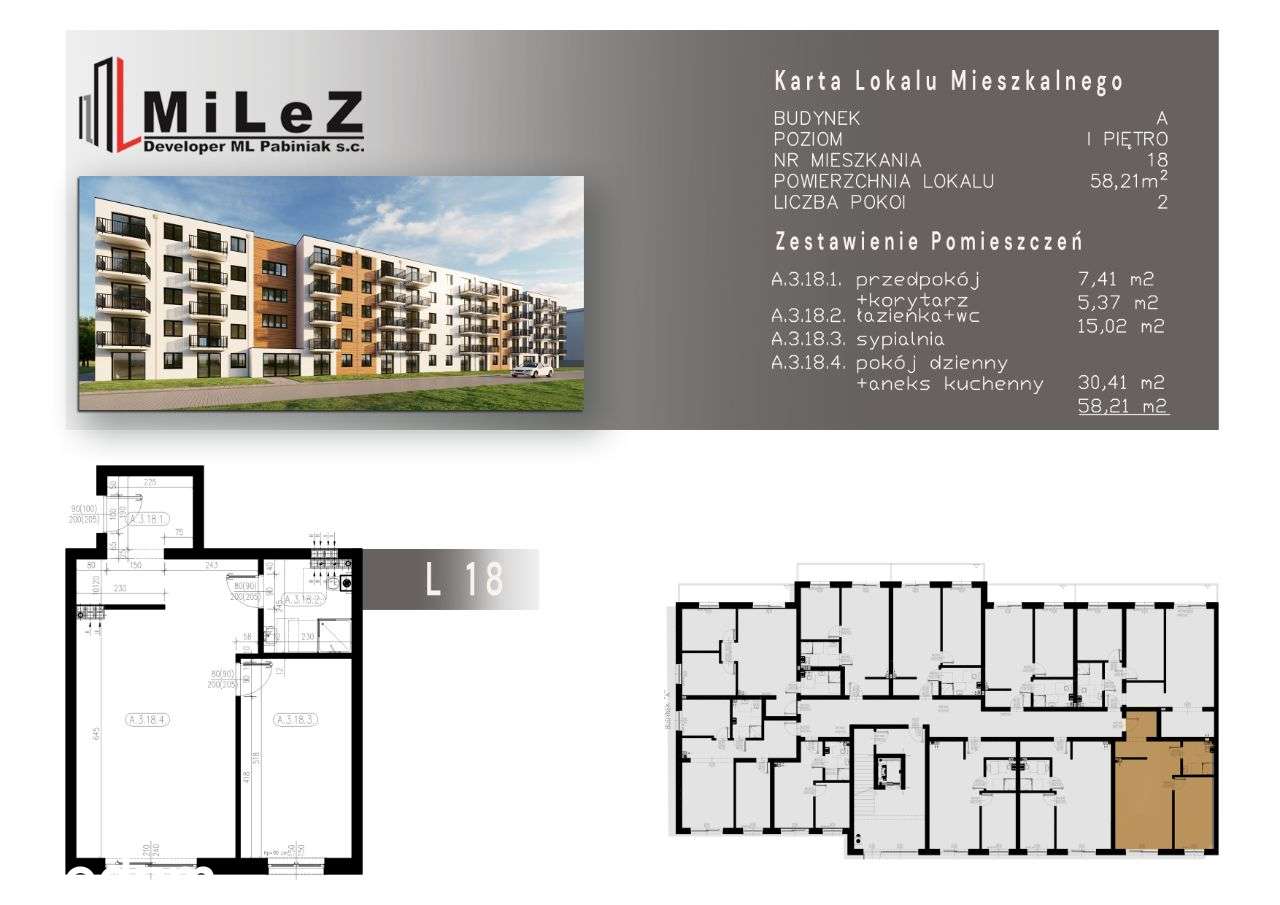 Mieszkanie 2 pokoje o pow. 58,21m2