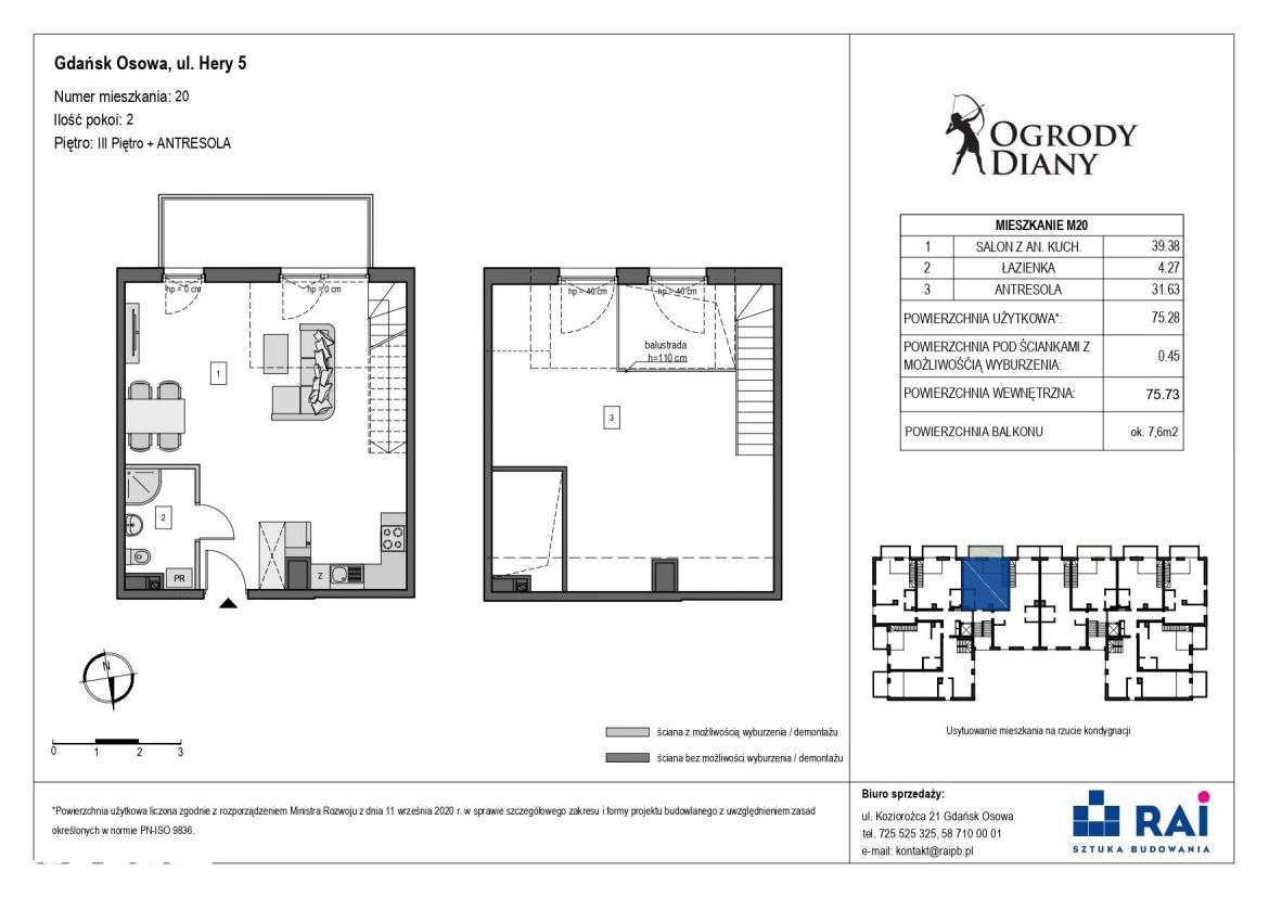 2-pokojowe mieszkanie 75m2 + balkon Bezpośrednio