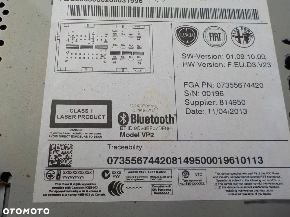 radio cd fiat 500L 2013r 07355674420 - 2