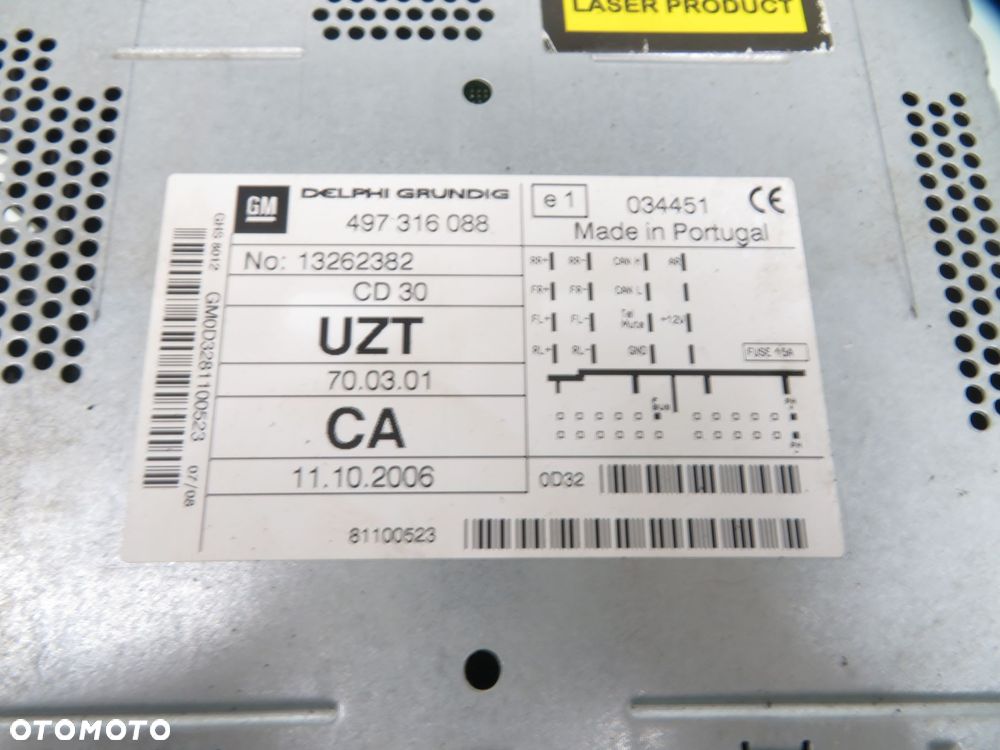 RADIO CD30 OPEL ASTRA III H 13262382 497316088 13111165 - 6