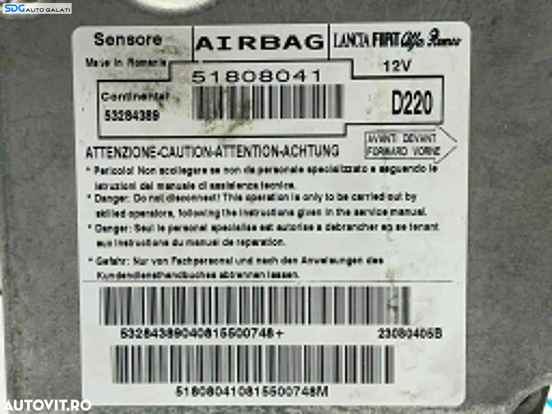 Modul Unitate Calculator Control Airbag Lancia Delta 3 2008 - 2014 Cod 51808041 53284389 [L3004] - 2