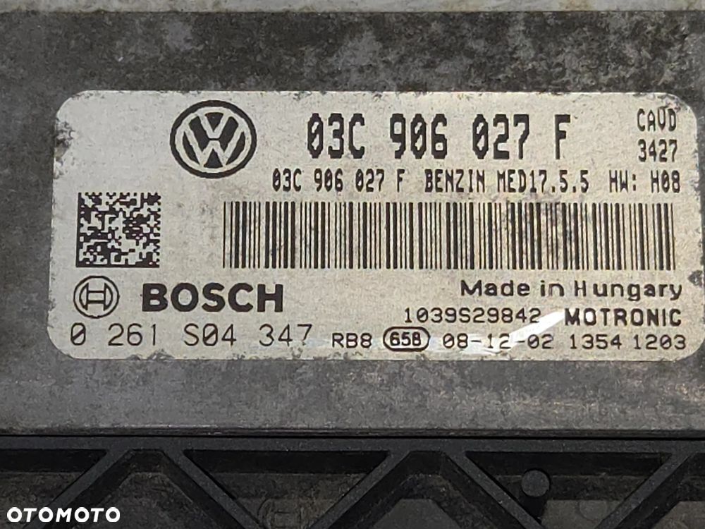 VW AUDI SEAT SKODA 1.4 TSI TFSI KOMPUTER STEROWNIK SILNIKA BOSCH 03C906027F 0261S04347 - 2