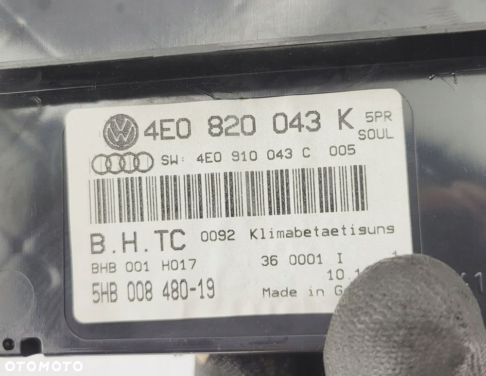 AUDI A8 D3 LIFT PANEL NAWIEWU KLIMATYZACJI 4E0820043K AC - 8