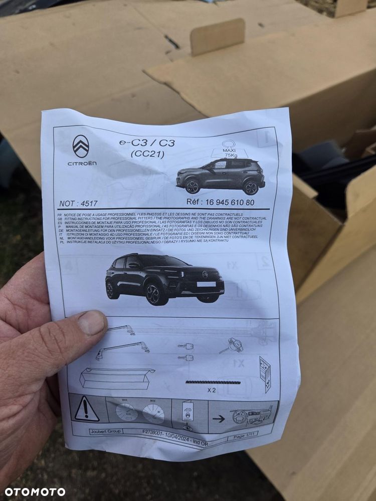 bagażnik dachowy bazowy Citroën C3 IV ë-C3 CC21 1694561080 Zestaw belek dachowych Citroën C3 - 9
