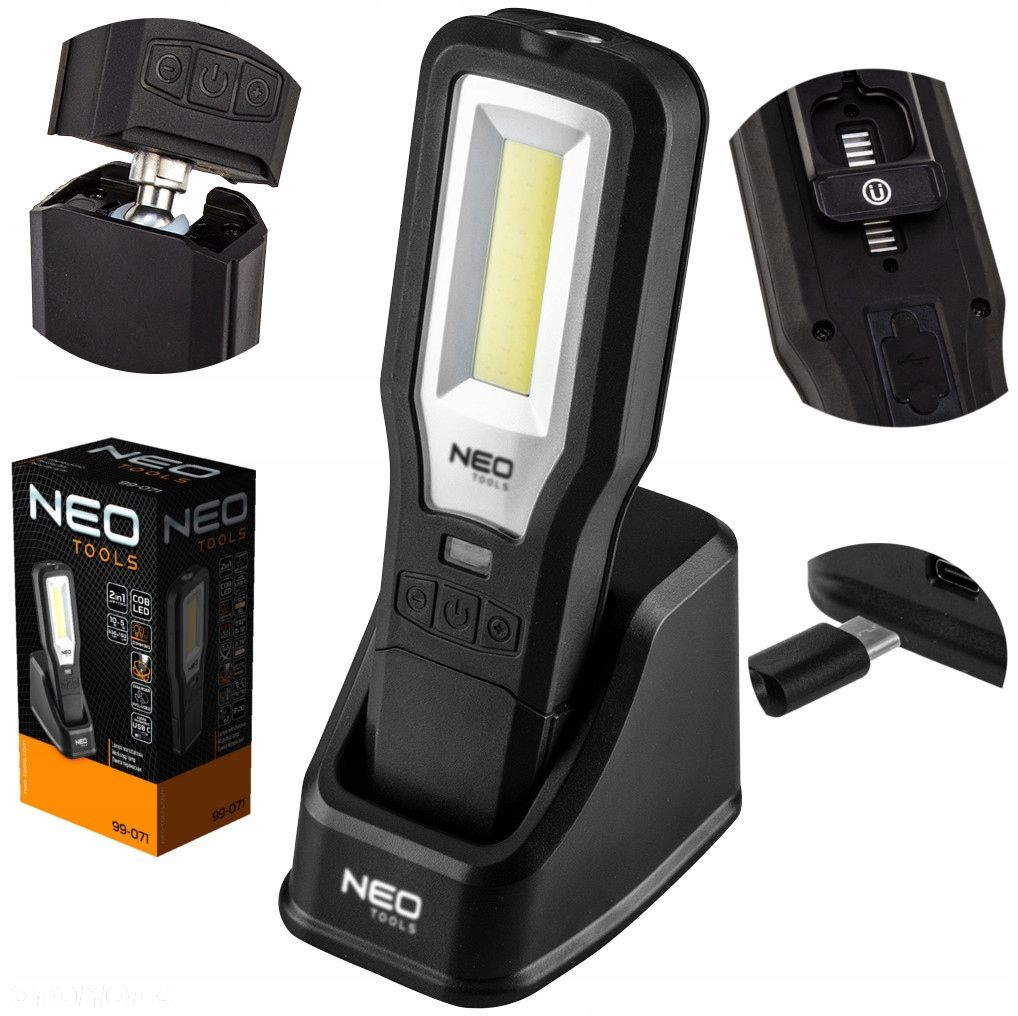 NEO LAMPA LATARKA WARSZTATOWA 550LM COB LED  BAZA 360 ŁADOWARKA 99-071 - 15
