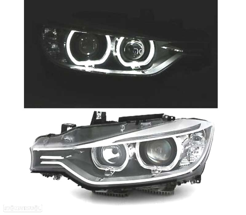 FAROIS ANGEL EYES LED PARA BMW SERIE 3 F30 2011 FUNDO PRETO - 2