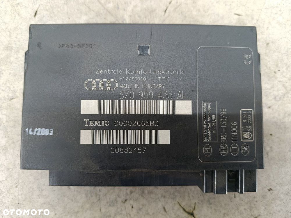 MODUŁ KOMFORTU AUDI A2 8Z 8Z0959433AF 00002665B3  TEMIC 1.4 TDI - 2