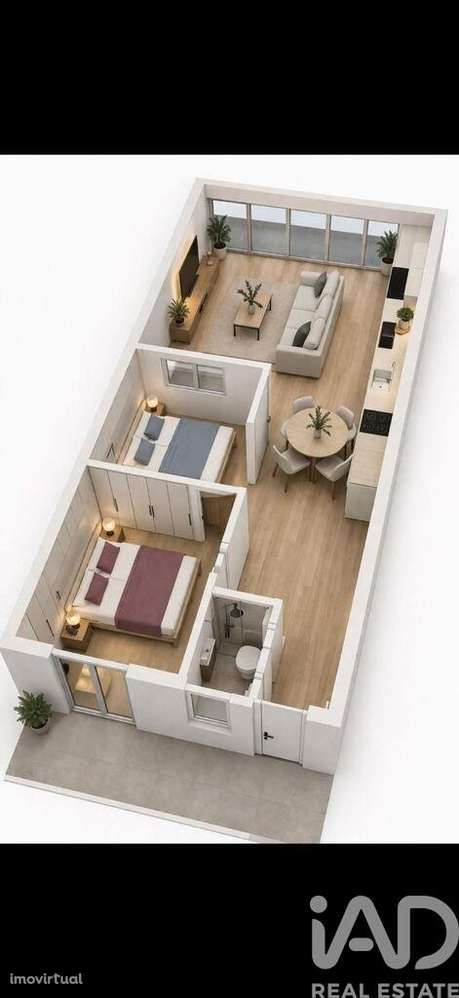 Moradia em banda T2 em Mafamude e Vilar do Paraíso de 42 m2 - Grande imagem: 2/8