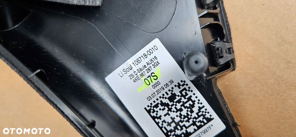 AUDI E-TRON 4KE OSŁONA TAPICERKA SŁUPKA CZARNA LEWA 4KE867287 - 2