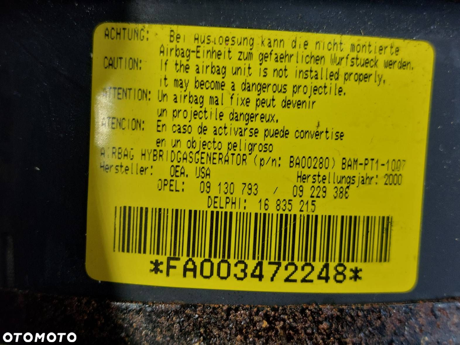 KIEROWNICA + PODUSZKA OPEL CORSA C 8039566 09130793 - 10