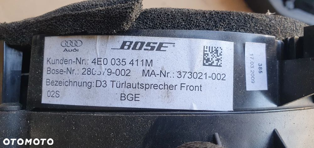 Głośnik lewy prawy przód przedni BOSE Audi A8 D3 4E0035411M - 7
