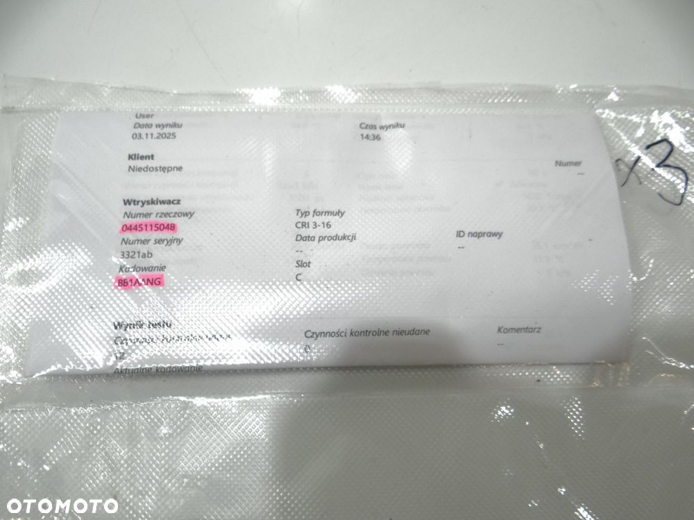 WTRYSKIWACZ BMW E60 3.0 D 0445115048 OE - 2