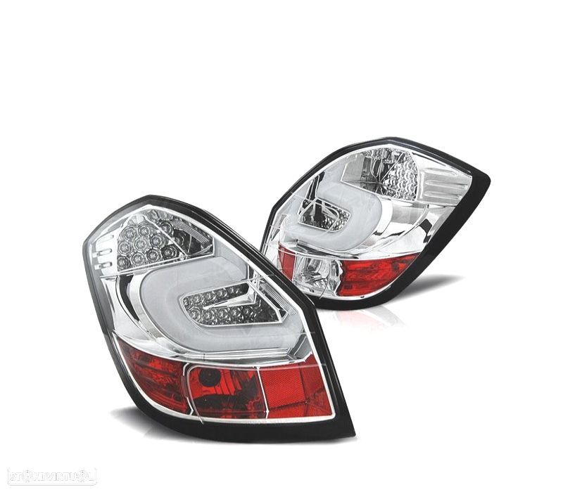 FAROLINS TRASEIROS PARA SKODA FABIA 07-10 LIGHT BAR FUNDO CROMADO - 1