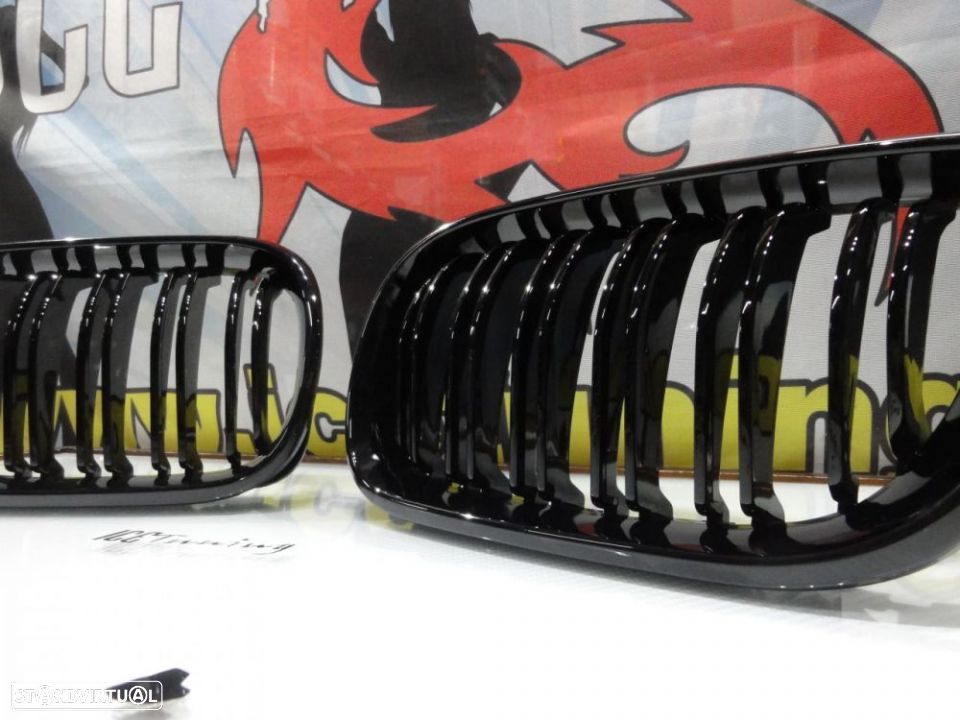 Grelha frontal em preto piano brilhante para BMW E46 01-05 M4 look / dupla lamina - 9