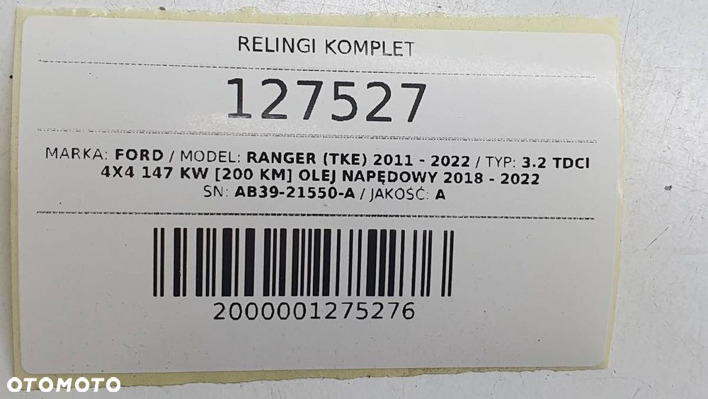 RELINGI KOMPLET FORD RANGER EUROPA ORYGINAŁ - 12