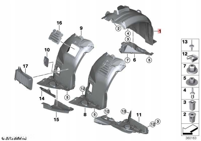 nadkole lewy przód bmw e91 05-08 7059377 - 2