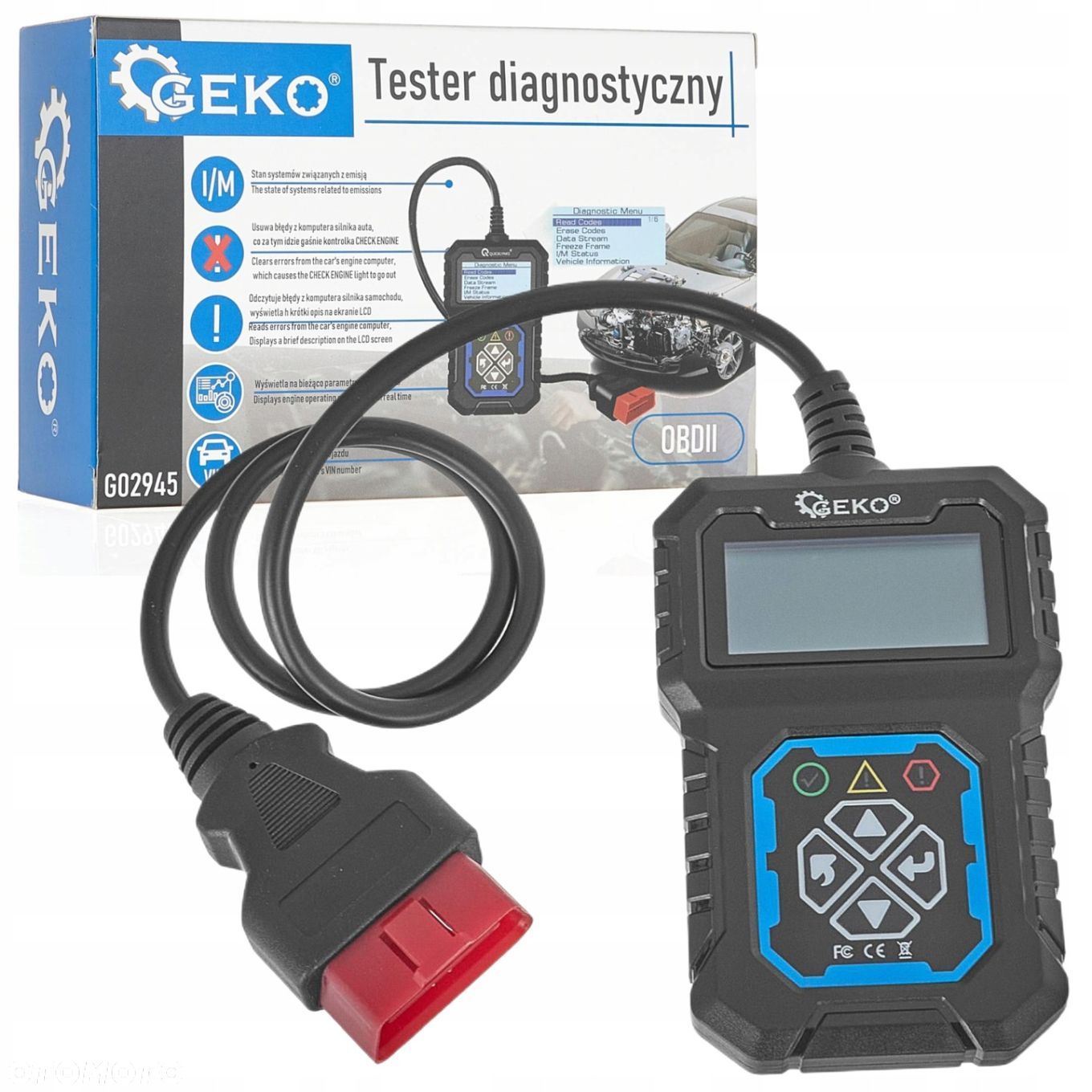 GEKO TESTER DIAGNOSTYCZNY INTERFEJS SKANER OBD II T31 MIERNIK G02945 - 1
