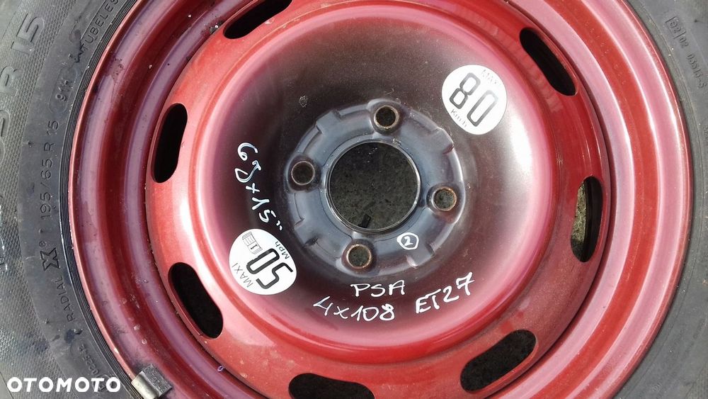 KOŁO ZAPASOWE 4x108 6Jx15 ET 27 MICHELIN 195/65/15 PSA PEUGEOT CITROEN - 7