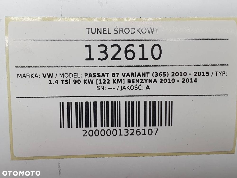 TUNEL ŚRODKOWY PODŁOKIETNIK VW PASSAT B7 2014 KOMBI EUROPA - 10