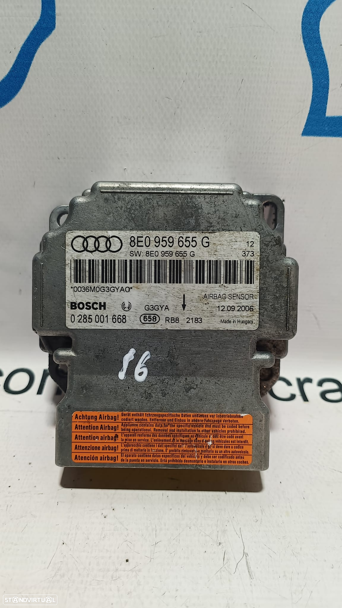 CENTRALINA ECU MODULO AIRBAG AUDI A4 B7 8E0959655G 8E0959655 0285001668 BOSCH - 2