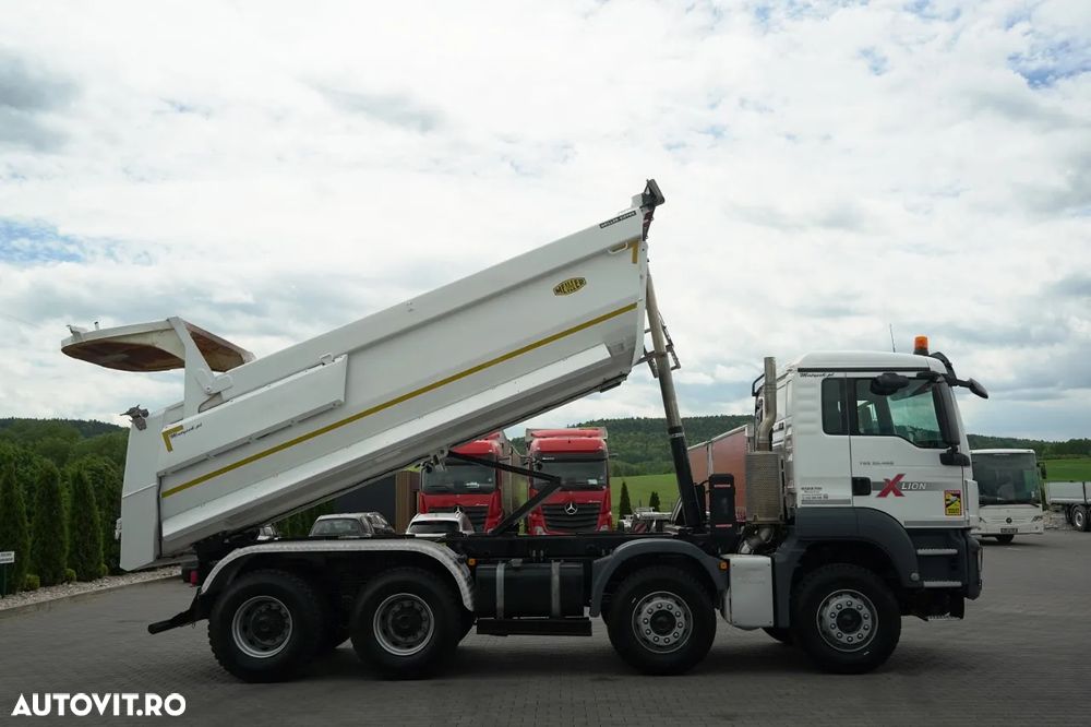 MAN TGS 35.460 / 8X4 / BASCULĂ SPATE / CLAPETĂ HIDRAULICĂ / MEILLER KIPPER / AUTOMAT / ANVELOPE 100% / PERDIERĂ ELECTRICĂ / EURO 6 - 6