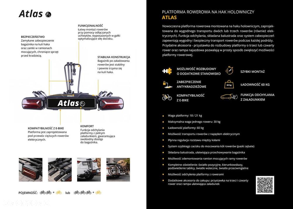 Atlas 3 - bagażnik na hak na 3 rowery 60 kg uchylany - 15