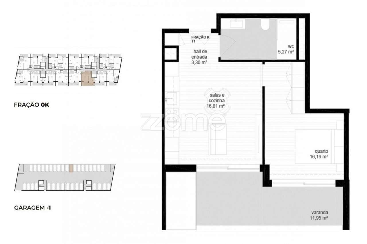 Apartamento T1 (0K) localizado no piso 0, com área total de 72.2 m2. - Grande imagem: 2/23
