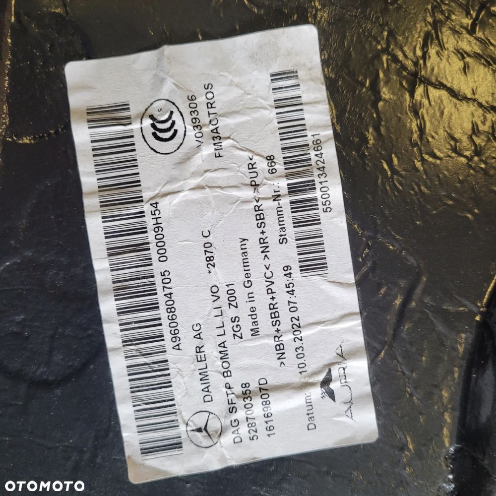 WYKŁADZINA TUNEL MERCEDES ACTROS MP5 MP4 ROBOCZY. A9606804705 - 2