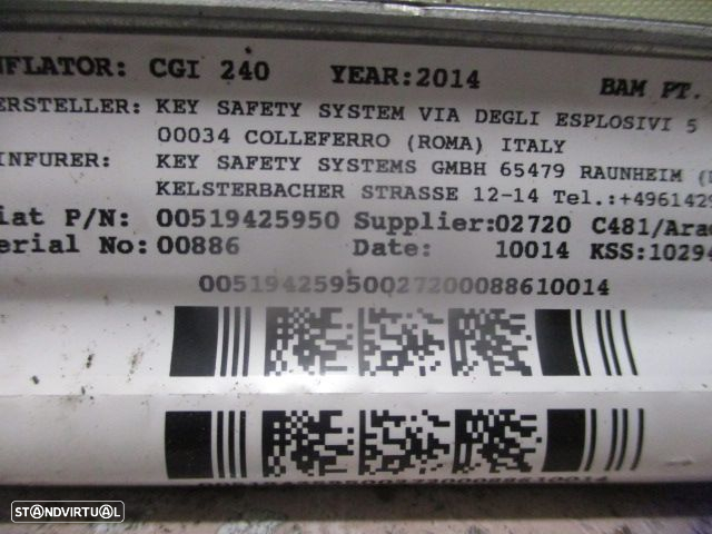 Airbag Cortina 00519425950 LANCIA YPSILON 2014 1.2 69CV 5P BRANCO DRT - 3