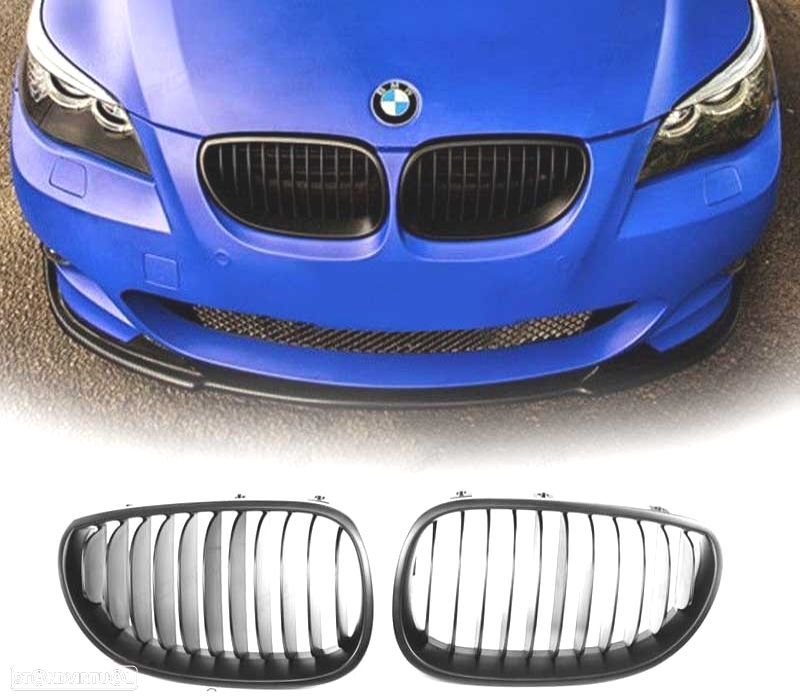 GRELHAS FRONTAIS BMW E60 E61 03-10 PRETO FOSCO LOOK M5 - 1