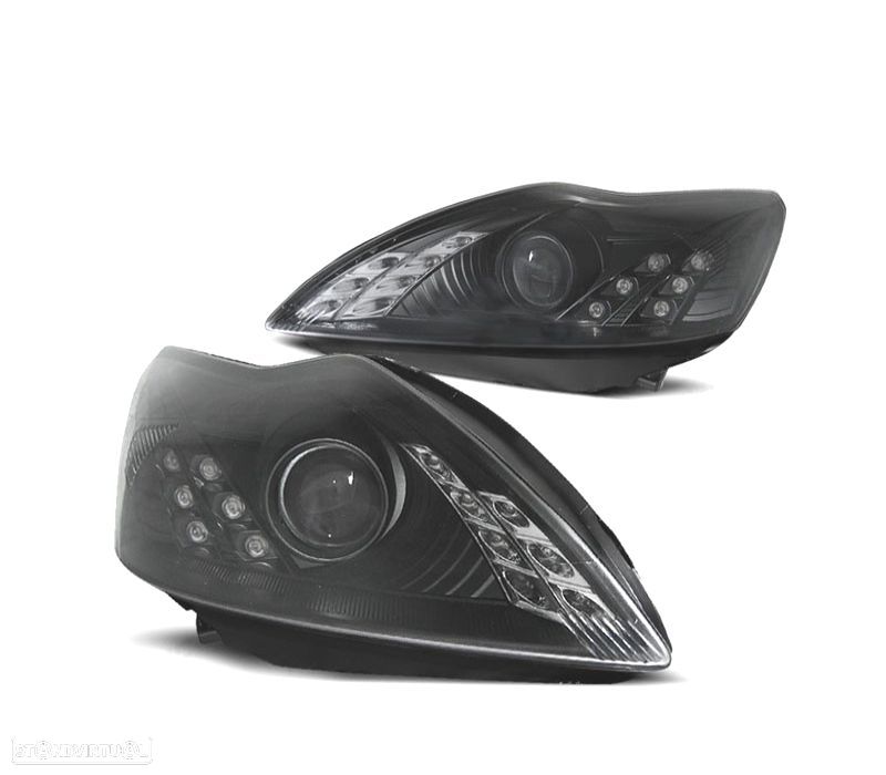 FARÓIS ANGEL EYES FORD FOCUS 08-11 FUNDO PRETO - 1